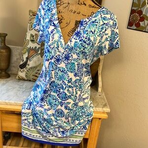 Lilly Pulitzer Blue and White Floral Dress